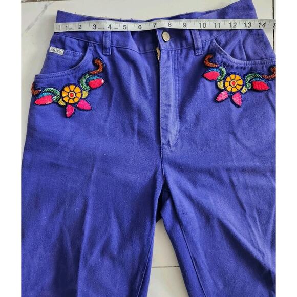 Vtg ESCADA Purple High Waist Ankle Jeans w/ Beaded Pocket sz 40 IT / 28 Usa - Picture 8 of 10